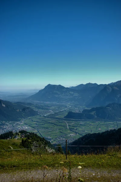 Rine valley of Switzerland and Liechtenstein overview from mount Pizol 7.8.2020