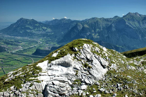 Rine valley of Switzerland and Liechtenstein overview from mount Pizol 7.8.2020