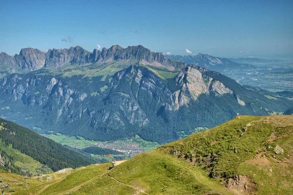 Επισκόπηση Της Κοιλάδας Rine Της Ελβετίας Και Του Λιχτενστάιν Από — Φωτογραφία Αρχείου