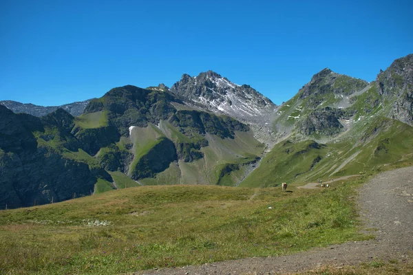 Mountain summit visible from mount Pizol in Switzerland 7.8.2020