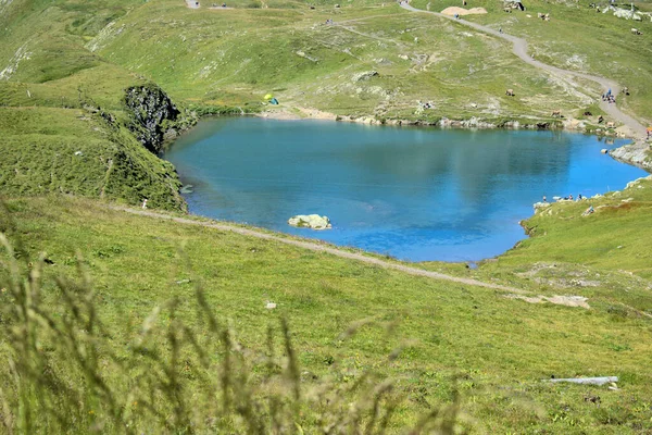 Hermoso Panorama Del Lago Cima Del Monte Pizol Suiza 2020 —  Fotos de Stock