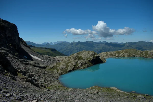 Paisaje Idílico Del Lago Cima Del Monte Pizol Suiza 2020 —  Fotos de Stock