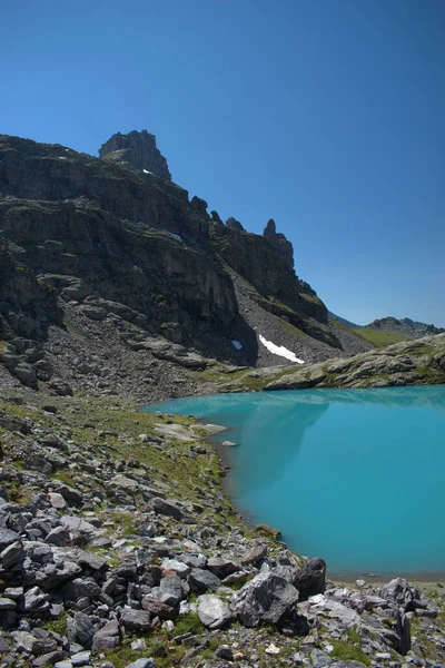 Idyllic Lake Scenery Top Mount Pizol Switzerland 2020 — Stock Photo, Image
