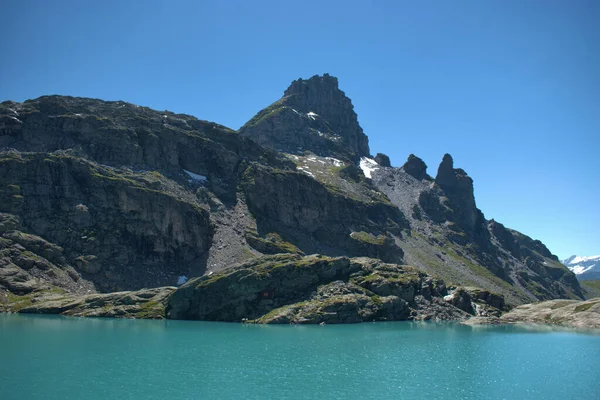 Alpina Sjölandskap Vid Berget Pizol Schweiz 2020 — Stockfoto