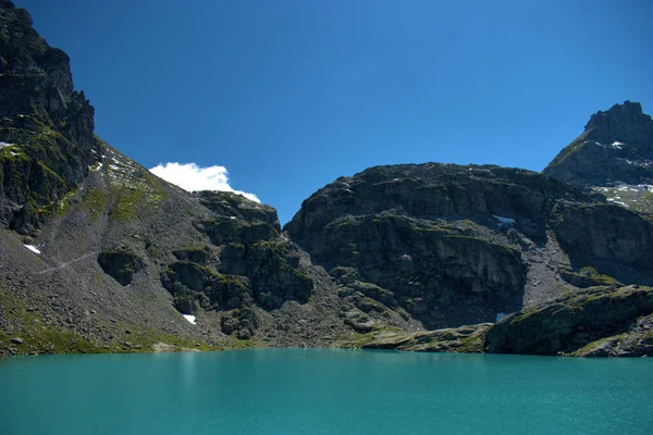 Alpina Sjölandskap Vid Berget Pizol Schweiz 2020 — Stockfoto