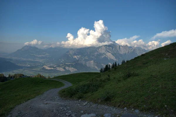 Vista Sobre Valle Del Rin Suiza Liechtenstein Desde Monte Pizol —  Fotos de Stock