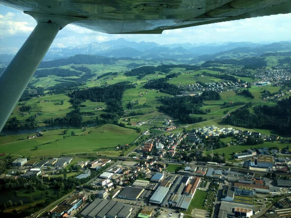 Ronde Met Een Klein Vliegtuig Omgeving Van Saint Gallen Zwitserland — Stockfoto