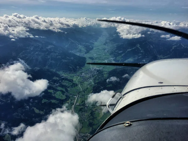 Incrível Cenário Montanhoso Austríaco Visto Pequeno Avião 2017 — Fotografia de Stock