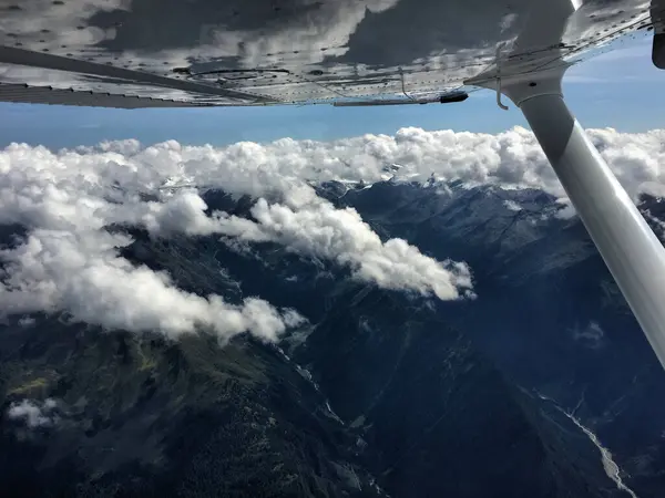 Hihetetlen Ausztriai Hegyi Táj Egy Kis Repülőgépről 2017 — Stock Fotó