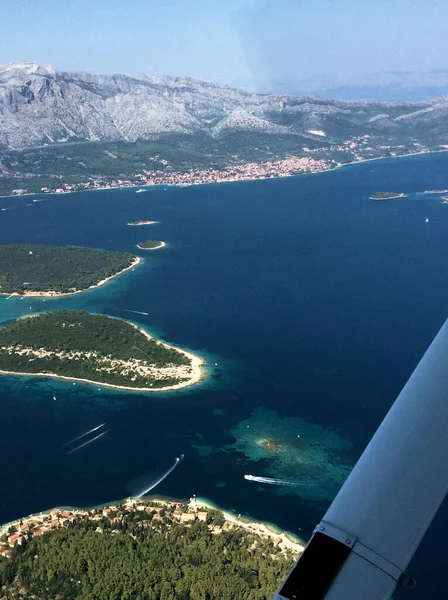 Horvát Földközi Tenger Partvonala Repülőgépről Nézve 2016 — Stock Fotó
