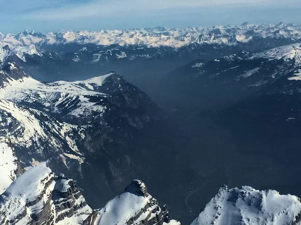 Otroligt Snötäckta Berg Schweiz 2016 — Stockfoto