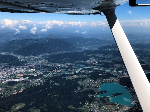 Jezero Faak Rakousku Viděné Letadla 2018 — Stock fotografie