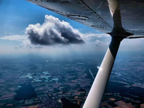 Kümülüs Bulutu Almanya Küçük Bir Uçaktan Görüldü 2018 — Stok fotoğraf