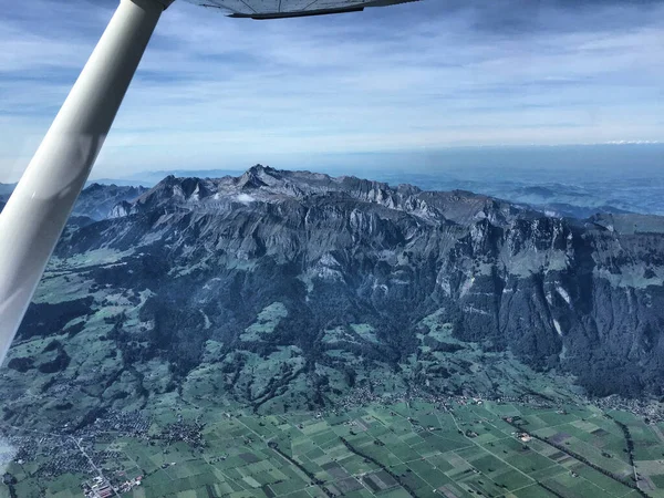 Panorama Incrível Montanha Suíça Visto Avião 2016 — Fotografia de Stock