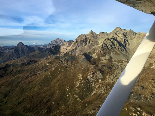 Otroligt Bergspanorama Schweiz Sett Utifrån Ett Plan 2016 — Stockfoto