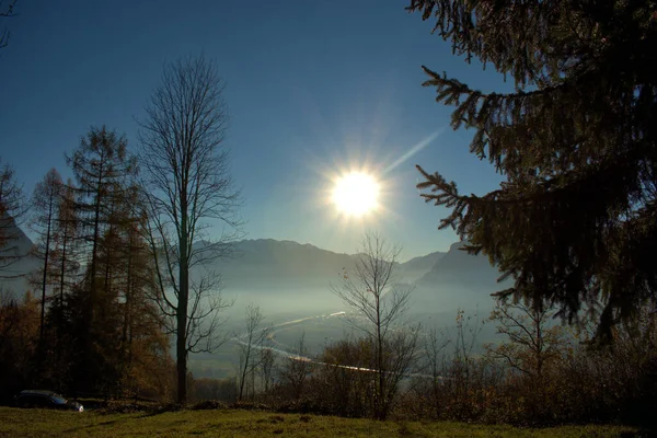 Piękny Jesienny Krajobraz Triesenbergu Liechtensteinie 2020 — Zdjęcie stockowe