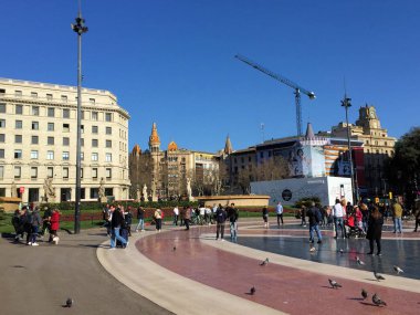 İspanya 'nın Barselona şehrinde büyük bir meydan 25.2.2017