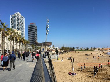 İspanya 'da Barcelona' nın merkezindeki plajda 25.2.2017