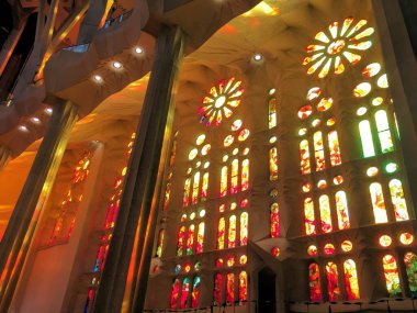 Inside the Sagrada Familia cathedral in Barcelona in Spain 25.2.2017 clipart