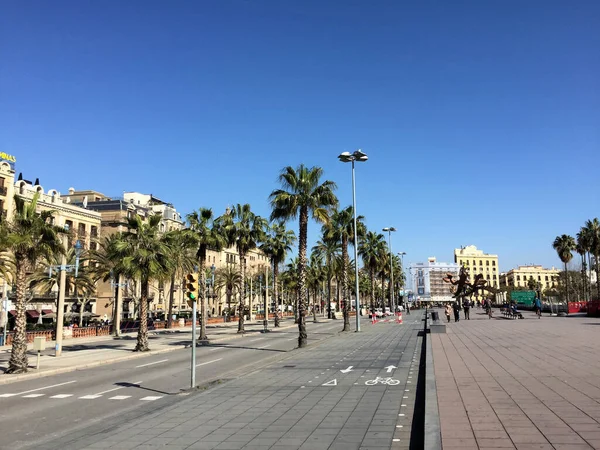 Μεγάλη Πλατεία Στην Πόλη Της Βαρκελώνης Στην Ισπανία 2017 — Φωτογραφία Αρχείου