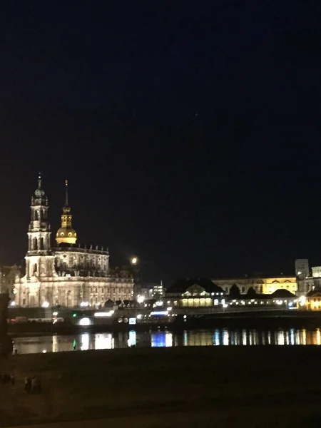 Dresde Alemania Por Noche 2016 — Foto de Stock