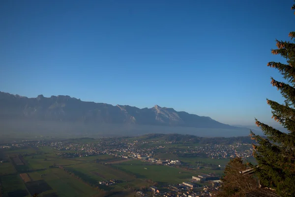 Долина Рейна Лихтенштейне Швейцарии Планкена 2020 — стоковое фото