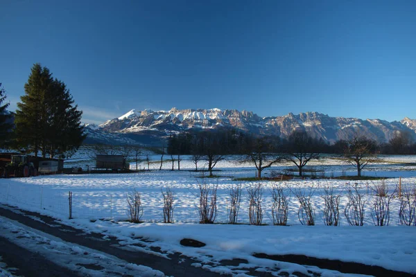 Paisagem Inverno Vaduz Liechtenstein 2020 — Fotografia de Stock