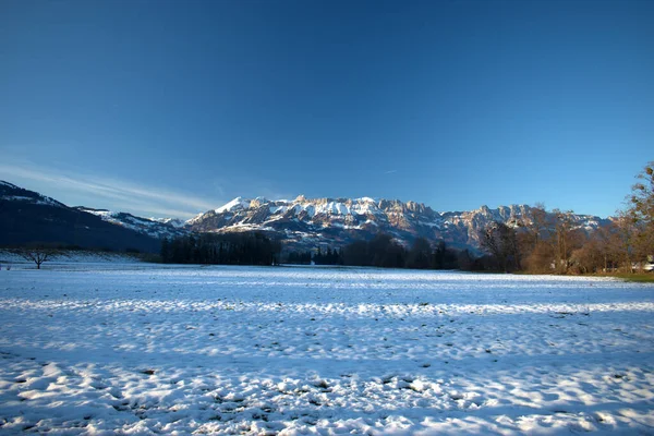 Vaduz Lihtenştayn Kış Manzarası 2020 — Stok fotoğraf