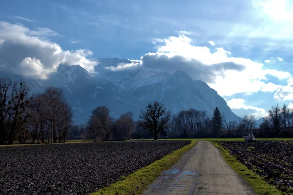 Krásná Krajina Chladného Dne Schaanu Lichtenštejnsku 2020 — Stock fotografie
