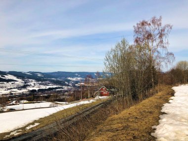 Norveç, Lillehammer yakınlarındaki Faberg 'den doğal manzara 19.4.2019