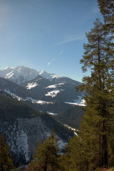 Απίστευτα Λευκά Βουνά Χειμώνα Κοντά Στο Flims Στην Ελβετία 2021 — Φωτογραφία Αρχείου