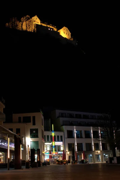 Rues Vides Nuit Dans Centre Vaduz Liechtenstein 2021 — Photo