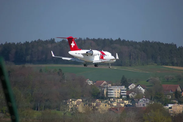 Rega Ambulans Jet Bombardier 600 2B16 Sista Inflygningen Till Den — Stockfoto