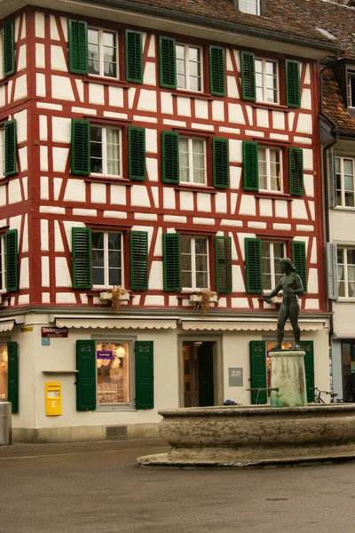 Sviçre Winterthur Merkezinde Tipik Eski Binalar — Stok fotoğraf