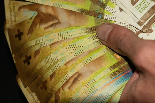 Lotes Billetes Franco Suizo Con Valor Doscientos Cada Uno 2021 —  Fotos de Stock