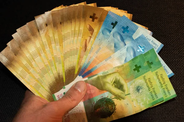 Bankbiljetten Met Een Andere Waarde Zwitserse Frank 2021 — Stockfoto