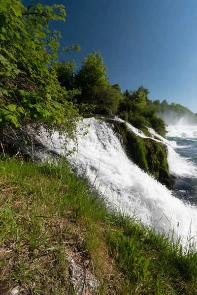 Rýnské Vodopády Jsou Největší Evropské Vodopády Ležící Schaffhausenu Švýcarsku 2021 — Stock fotografie