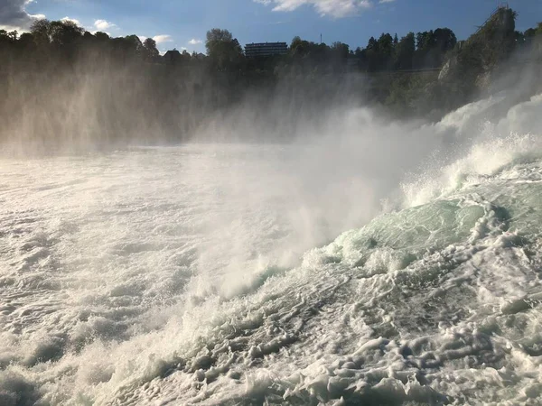 Ren Şelaleleri Sviçre Schaffhausen Yakınlarında Yer Alan Avrupa Nın Büyük — Stok fotoğraf