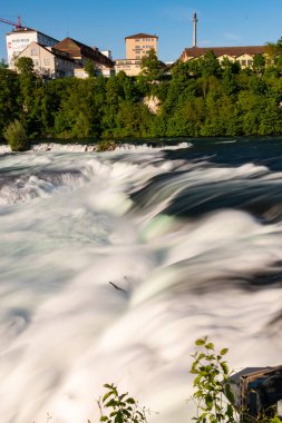 28.5.2021 İsviçre, Schaffhausen yakınlarındaki Avrupa 'daki en büyük şelale.