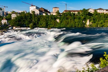 28.5.2021 İsviçre, Schaffhausen yakınlarındaki Avrupa 'daki en büyük şelale.