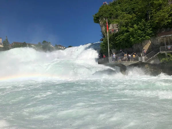 Unglaublich Schöne Rheinfälle Die Größten Europas Bei Schaffhausen Der Schweiz — Stockfoto