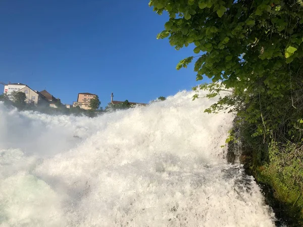 Unglaublich Schöne Rheinfälle Die Größten Europas Bei Schaffhausen Der Schweiz — Stockfoto