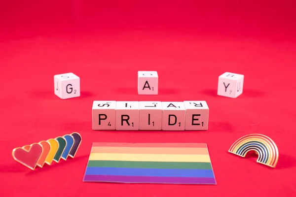 Vaduz Liechtenstein 2021 Augusztus Rainbow Flag Words Gay Pride Written — Stock Fotó