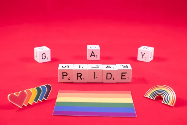 Vaduz Liechtenstein Augusti 2021 Regnbågsflagga Med Orden Gay Stolthet Skriven — Stockfoto