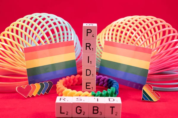 Вадуц Ліхтенштейн Серпня 2021 Року Pride Lgbt Written Cubes Raybow — стокове фото