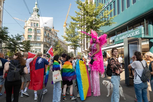 Zurich Suíça Setembro 2021 Manifestantes Pacíficos Que Manifestam Pelos Direitos — Fotografia de Stock