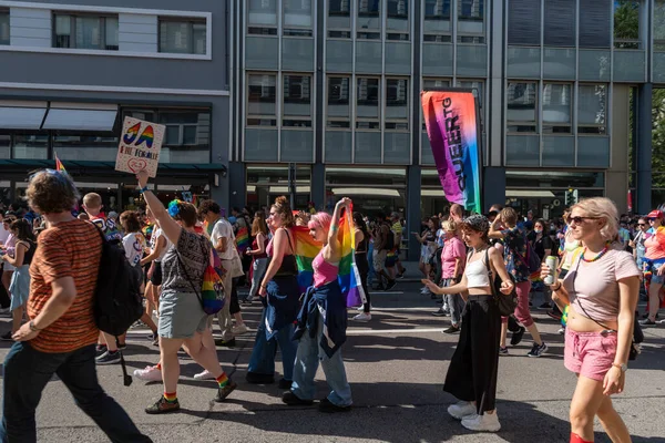 Zurich Suíça Setembro 2021 Manifestantes Pacíficos Que Manifestam Pelos Direitos — Fotografia de Stock