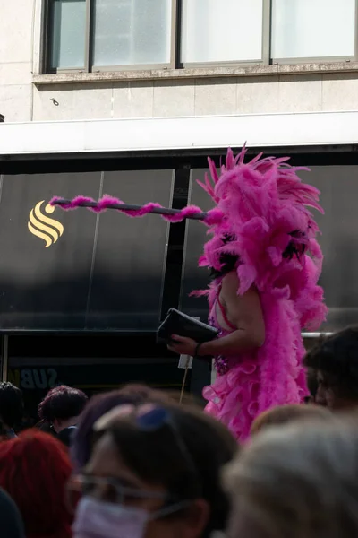 Zurich Suíça Setembro 2021 Manifestante Transgênero Disfarçado Rosa Durante Uma — Fotografia de Stock