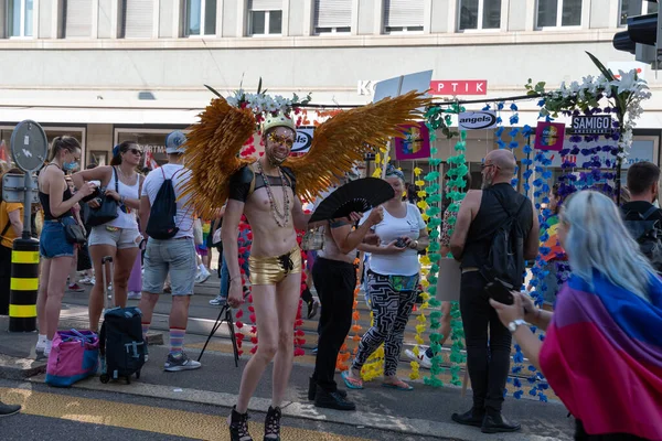 Zurich Suíça Setembro 2021 Manifestantes Pacíficos Que Manifestam Pelos Direitos — Fotografia de Stock