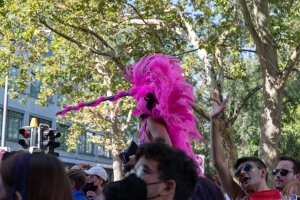 Zurich Suiza Septiembre 2021 Manifestante Transgénero Disfrazado Rosa Durante Una —  Fotos de Stock